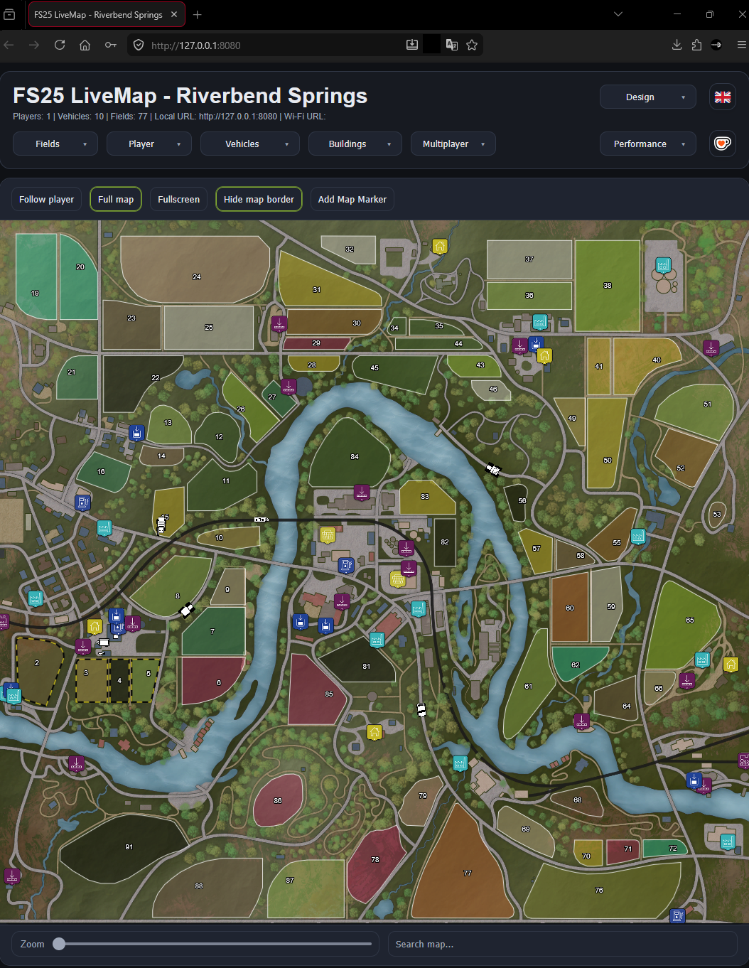 FS25 LiveMap Kartenansicht